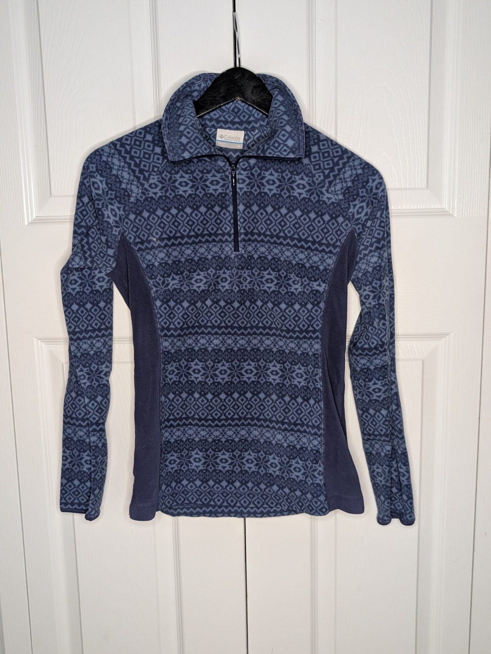 Columbia Blue Patterned Fleece Quarter-Zip Pullover